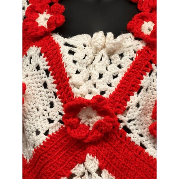 Crochet Vintage Red White Flower Top Skirt Bag Henrietta Tanuska Beverly Hills - Picture 7 of 16